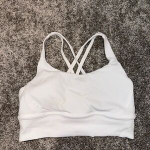 Lululemon White Ribbed energy Sports Bra